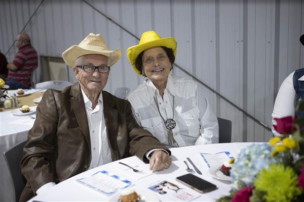 Jim and Betty  Spratlin smile to camera.